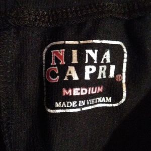 Nina Capri black pants with pink stripes